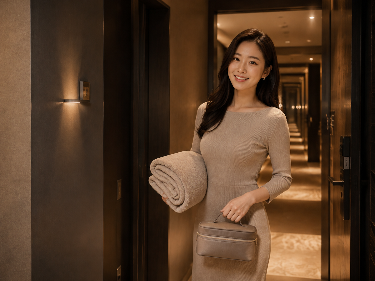 용인 기흥 방문 홈케어 일정을 준비하는 젊은 성인 한국 여성 관리사